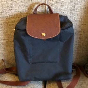 Longchamp Le Pliage gunmetal backpack